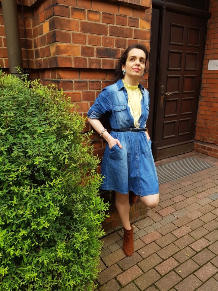 yellow on denim full body