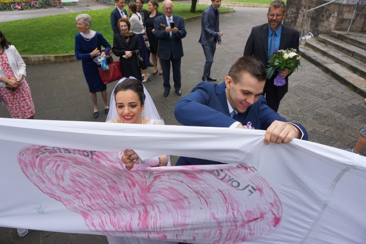 Whoevery finishes his half first has the trousers on