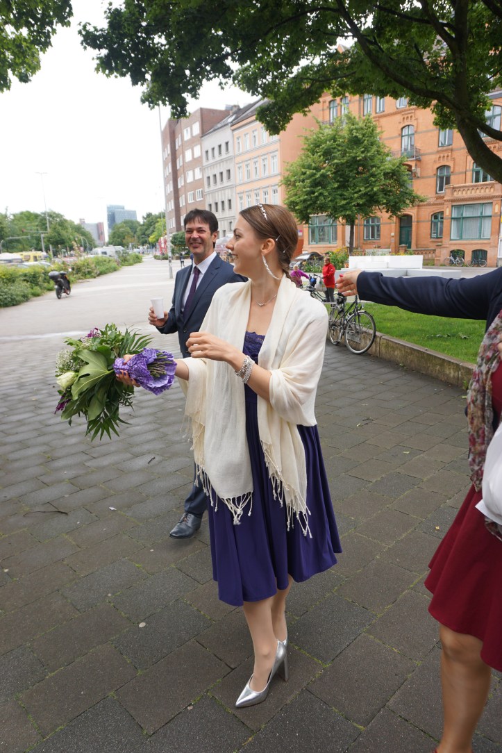 Bridesmaid caught the bridal bouquet