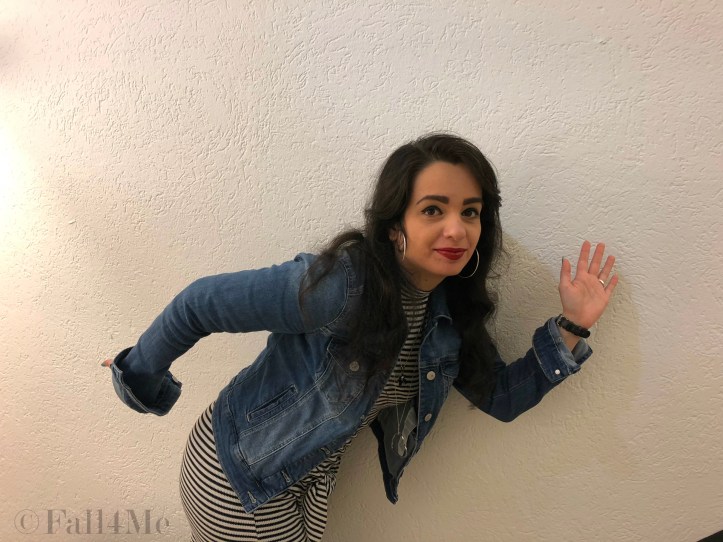 Fall4Me style light denim over black stripes on white