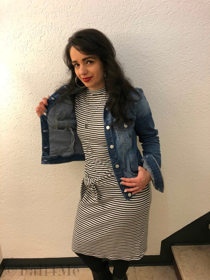 Fall4Me style light denim over black stripes on white