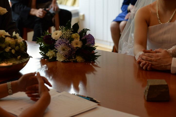 Wedding theme white purple flower bouquet