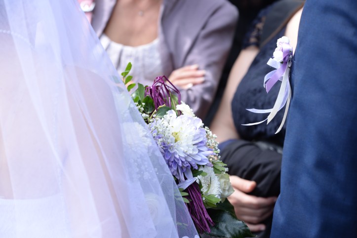 Wedding theme white purple flowers