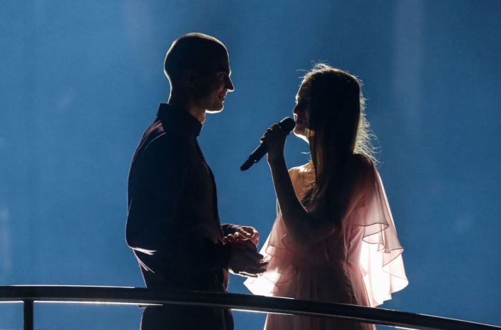 The Lithuanian representative on stage with her husaband