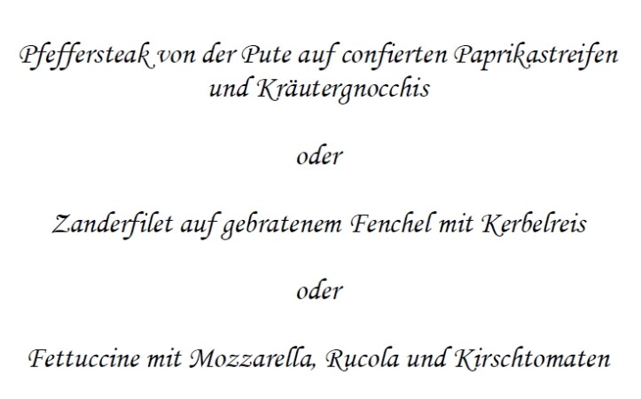 A normal, vegetarian and vegan main dish for a wedding