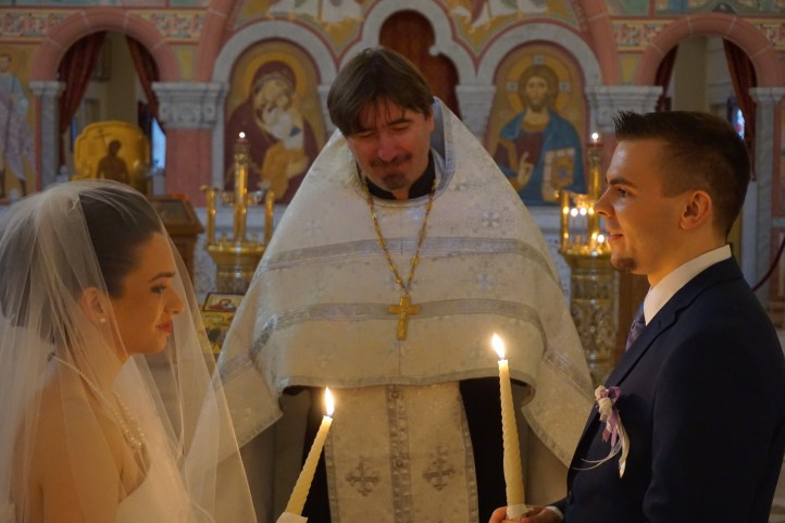 Marriage vow during the church wedding.