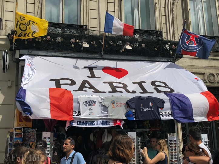 A souvenir shop at the Champs Elysees