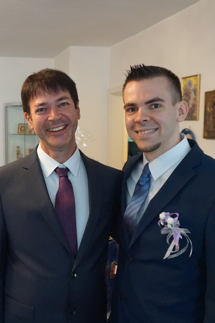 Groom and his father on the wedding day