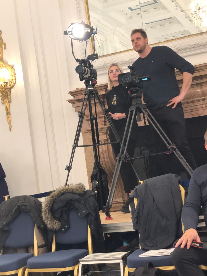 The videographers are ready to set