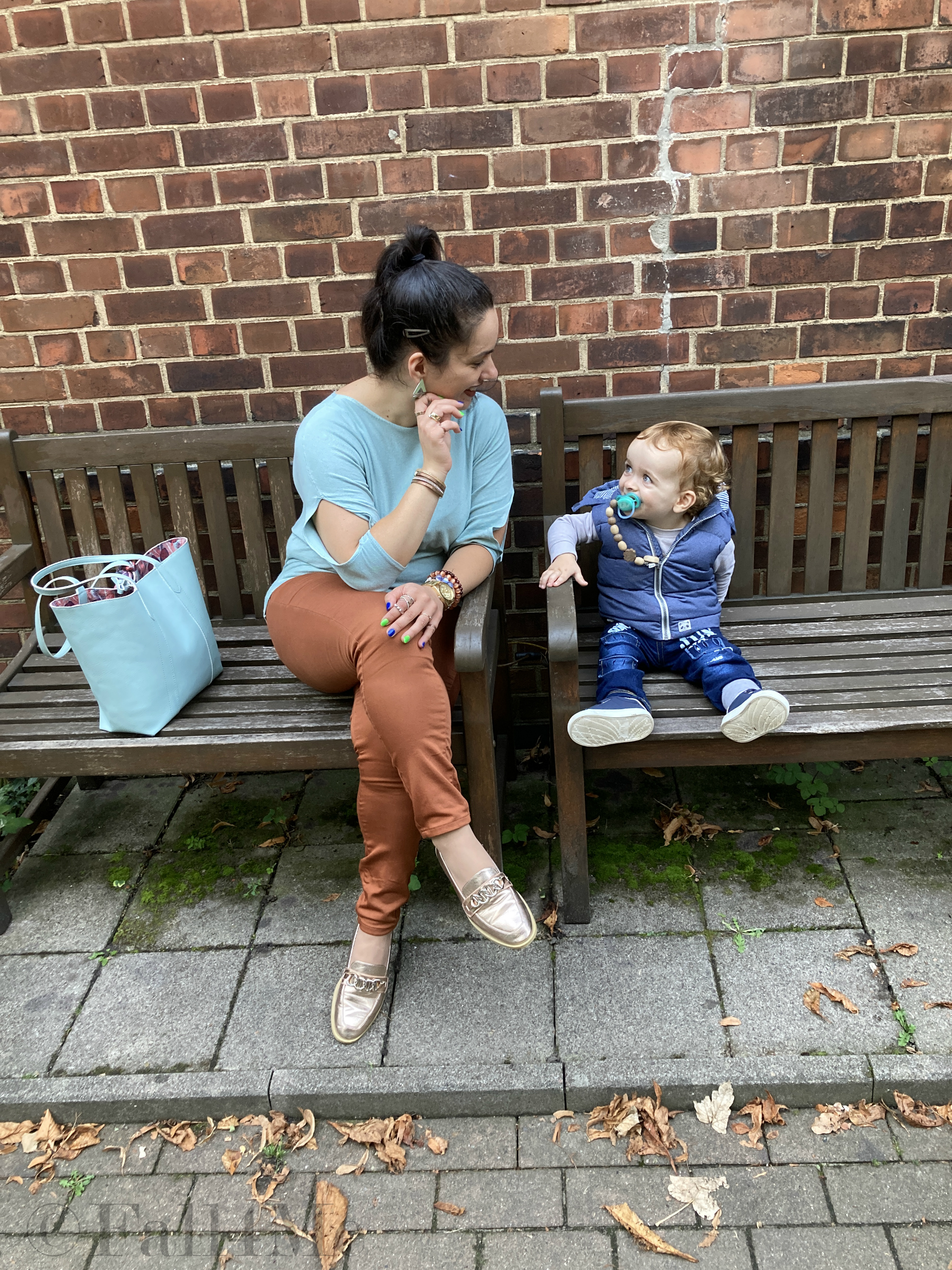 Mint worn with mocha shades.