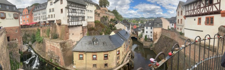 The waterfall making the mill work.