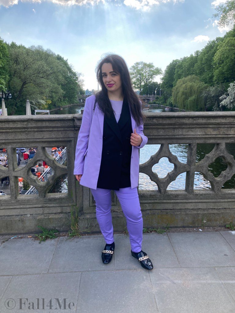 A business-style in lilac and black.