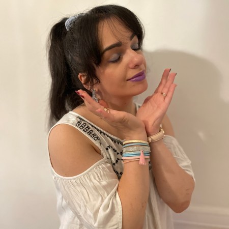 Black and white combined with pastels.