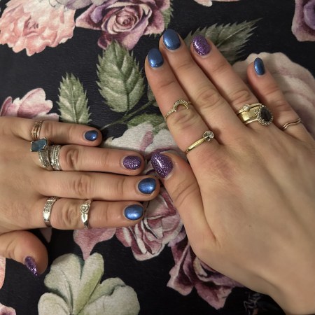 Valentine's Day nails in blue and