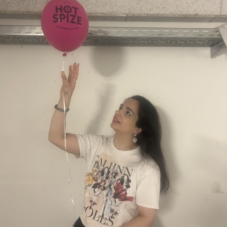 Upper Eastside chic with artful print t-shirt and a black tulle skirt.