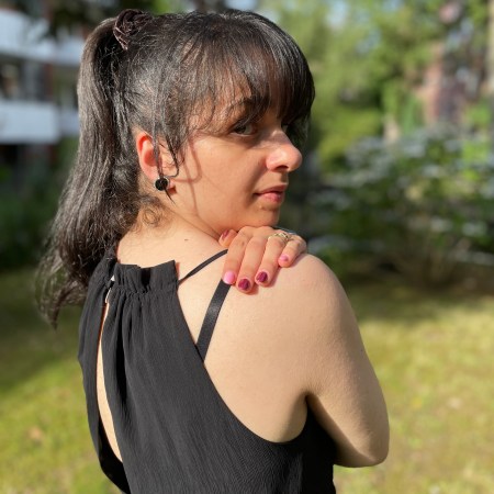 A summer maxi-dress in black.