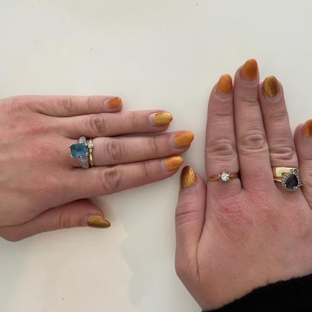 Easter nails in shades of bronze and gold.