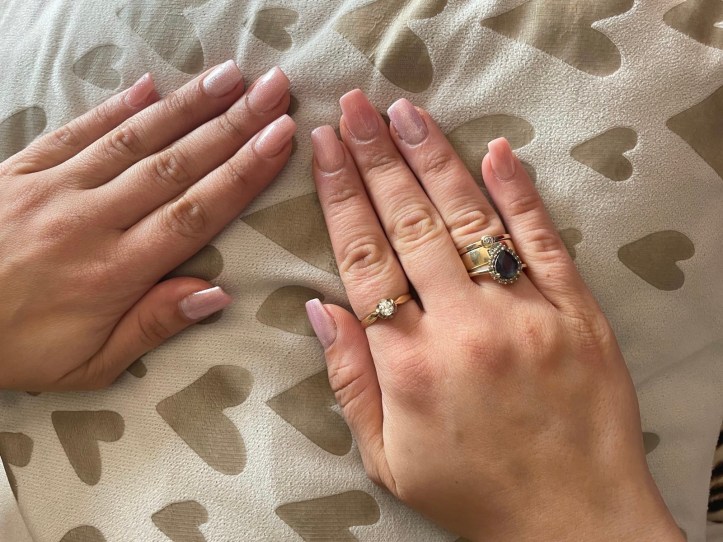 Nails in pearl color