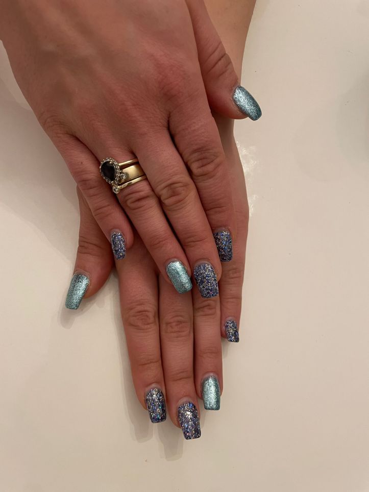 Shining in icy-blue and purple