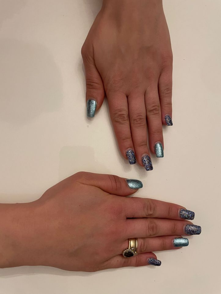 Shining in icy-blue and purple