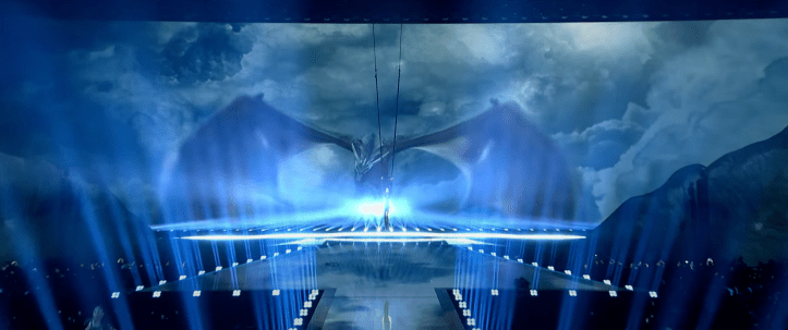 Justyna Steczkowska in during her performance at Eurovision.